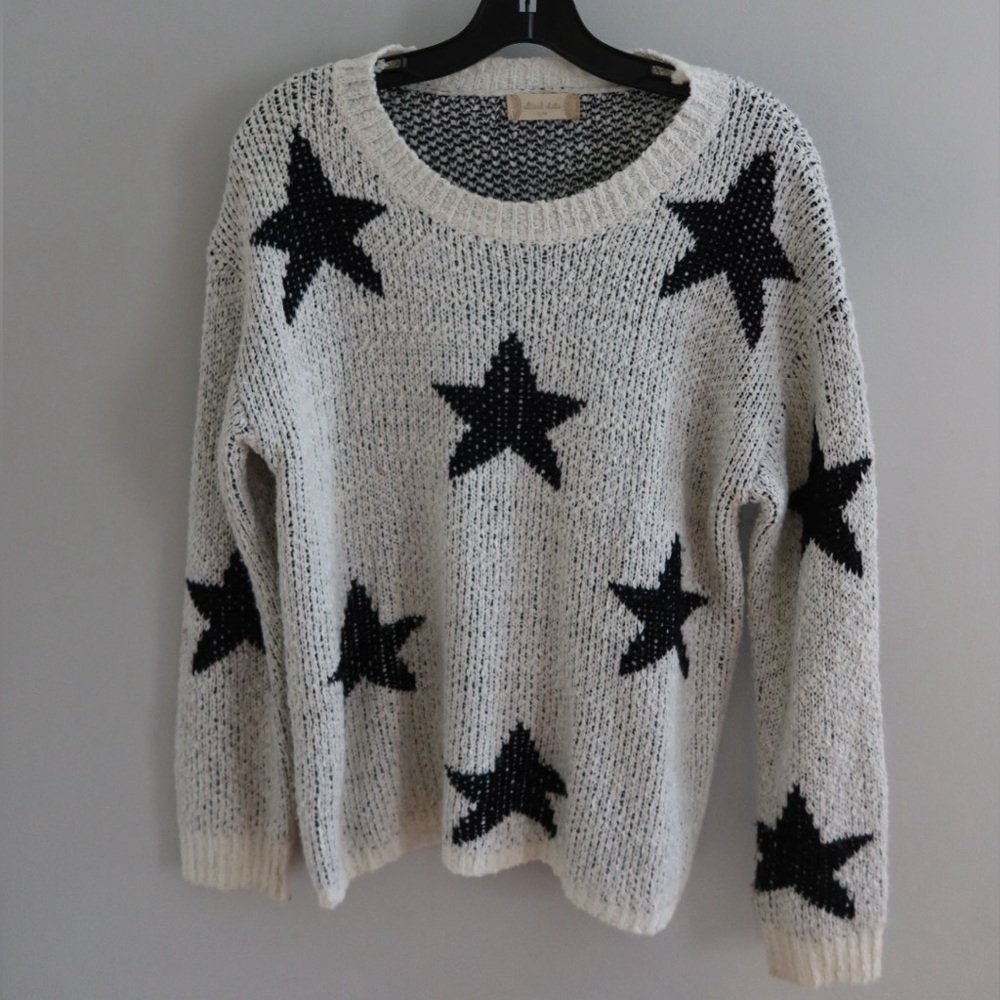 Altar'd State Black Star Cream Sweater